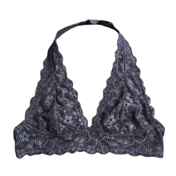 Free People Intimately Free Lace Floral Halter Neck Bralette, Black, Triangle, S - Picture 1 of 5
